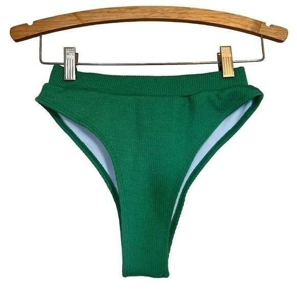 Other - Ribbed Green High Waisted Cheeky Bikini Bottom